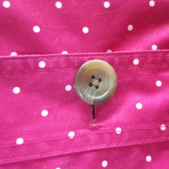 Lands End button front pink polka dot rain jacket/Trench SizeXS - Picture 5 of 14